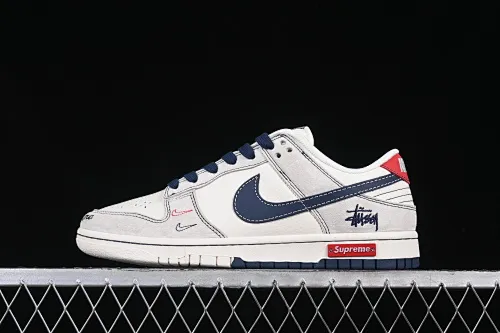 All categories Nk SB Dunk Series Nk SB Dunk Low High-end customized low-top sneakers Nk SB Dunk Low Stusi co-branded embroidered navy blue hook Anniversary high-end customized low-top casual sneakers MM1089-032